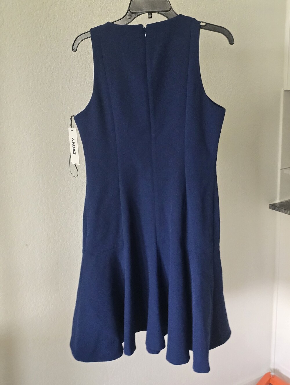 NWT DKNY Blue Fit & Flare Dress Women Size 8 Sleeveless Knee Length Career $139 - Picture 9 of 12